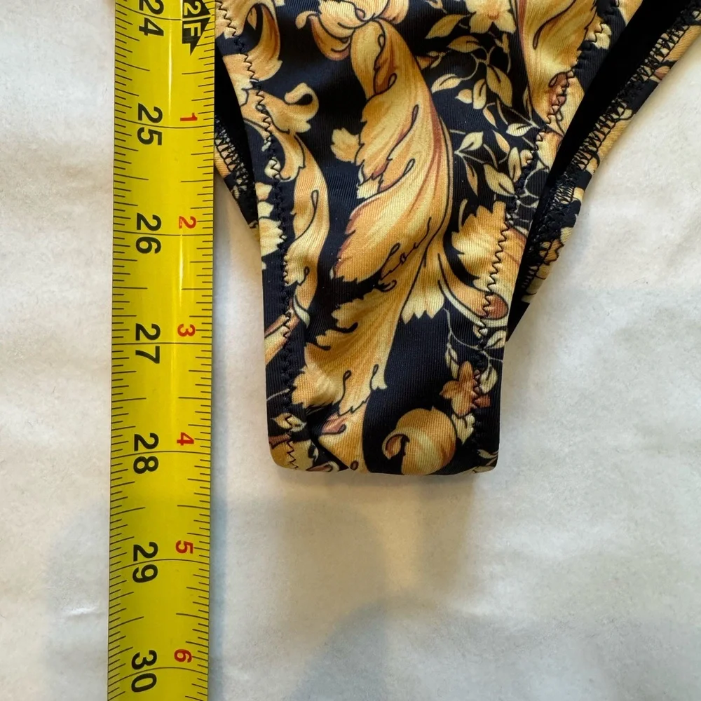 Versace Black and Gold One Piece Swimsuit with Baroque Design - Picture 6 of 13